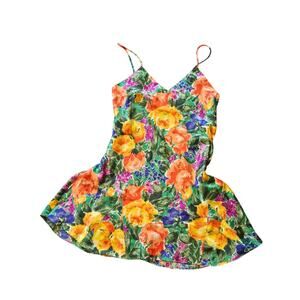 VTG Gold label Victoria's Secret Floral Slip Mini Dress Chemise Sz M Y2K Resort